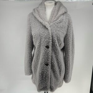 Jessica Simpson Cozy Pewter Women's Sherpa Hooded Jacket Large